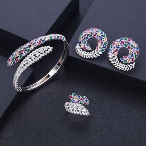 Jankelly Nigeria 3pcs Bridal Zirconia Necklace Sets For Women Jewelry sets & More Dubai Nigeria CZ Crystal Wedding Jewelry Sets