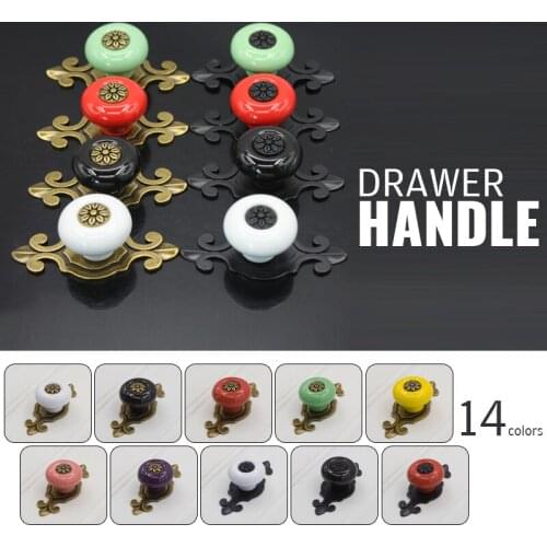 Nordic Style Ceramic Imitation Antique Copper Colorful Furniture Cupboard Cabinet Wardrobe Drawer Pull Knob Cabinet Door Handle