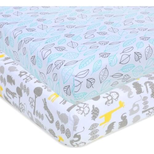 Crib Sheet Set 100% Jersey Cotton | 2-Pack | Fitted Cotton Baby Universal Crib Sheets for Boys & Girls | Mattress Bedding Set