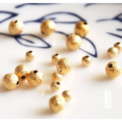 10 pcs/lot gold color round loose beads DIY golden materials bracelet necklace earrings jewelry making craft handmade no fading
