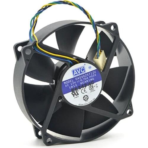 Original For AVC DA09025T12U 9025 90mm / 80mm x 25mm PWM Round Cooler Cooling Fan 12V 0.70A 4Wire 4Pin Connector cooler