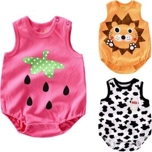 Summer Newborn Baby Rompers Cotton Cartoon Sleeveless Infant Girl One-Pieces Kids Clothing Fashion Toddler Girl Romper Bodysuits