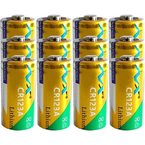 12PCS 3V CR123A Lithium battery cell 1600mah CR123 DL123A CR17335 CR17345 16340 LiMnO2 dry primary battery for camera