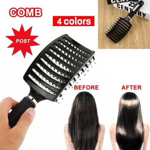 Hair Scalp Massage Comb Bristle Nylon Hairbrush Wet Curly Detangle Anti-Static Hair Brush Professional Salon Hairdressing Style