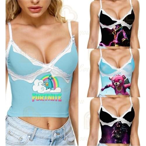 Fortnite 2021 Summer Clothes for Women Victory Royale Print Tops Sexy Elastic Sling Sleeveless Vest Tank Tops Size XXS-6XL