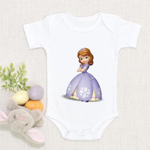 Cute Little Disney Princess Sofia The First Print Girl Baby Romper Funny Newborn Jumpsuit 0-24M Present Toddler Bodysuits