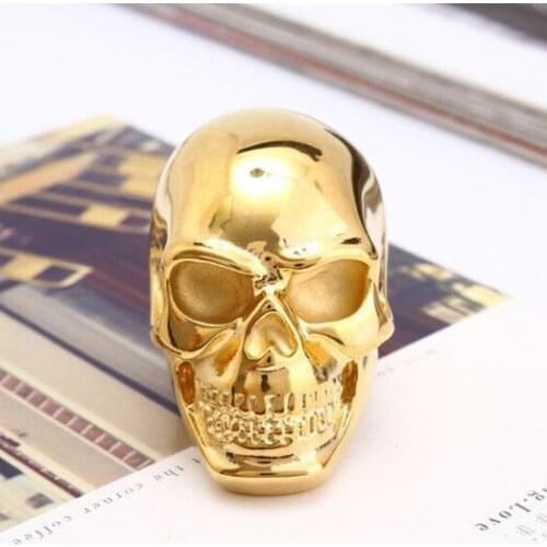 Fashion Punk Retro Mendominasi Cincin Pria Desain Tengkorak Kepala Besar gothic halloween mens rings