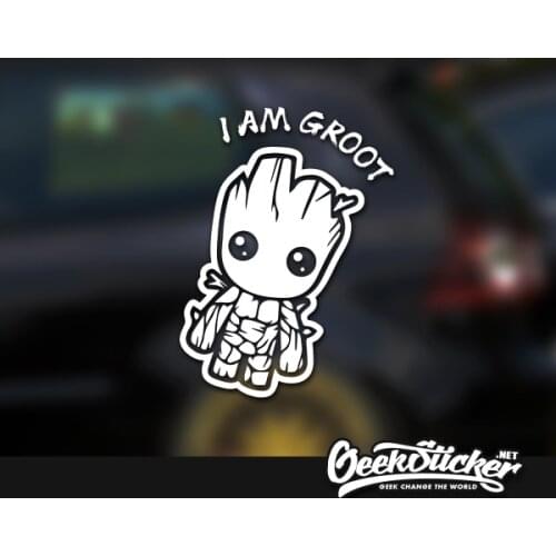 Cartoon Cute I am Groot Waterproof Reflective Universal Body Sticker Vinyl Warning Sticker Motorcycle Sticker Car Shape 2 Colors