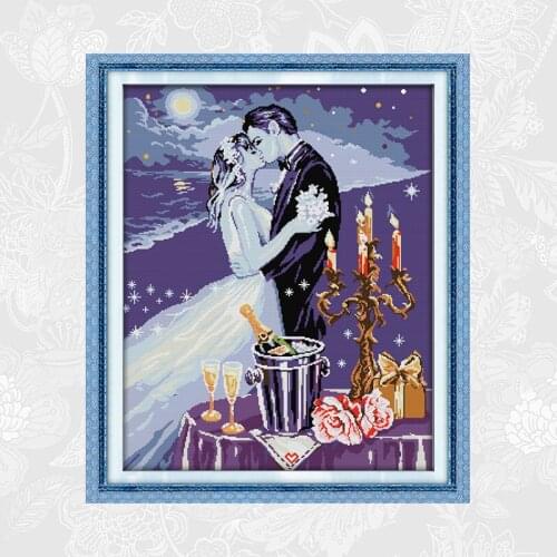 Romantic dating Stamped Cross Stitch Kits Embroidery Needlework Set 11CT 14CT Chinese Cross Stitch Patterns Home Decoration