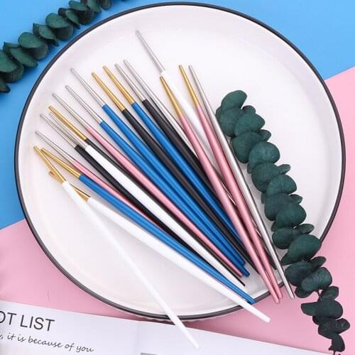 Stainless Steel Chop Sticks 4pair Japanese Chopsticks Set Multi Color Metal Chopsticks Reusable Food Sticks Sushi Hashi Baguette