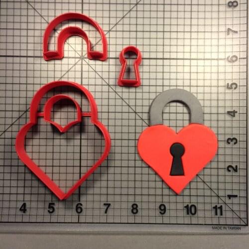 Heart-Shaped Padlock Cookie Cutter Baking Supplies Cake Fondant Decoration Tool Set 3D Printing Customization