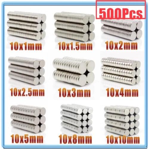 500Pcs Round Magnet 10x1 10x2 10x3 10x4 10x5 10X8 10x10 mm Neodymium Magnet Permanent NdFeB Super Strong Powerful Magnets 10X1.5