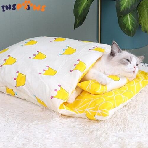New Cat Bed Winter Warm Pet Bed Kitten House Small Dog Puppy Kennel Nest Sofa Cushion Removable Japanese Futons Sleeping Cat Bed