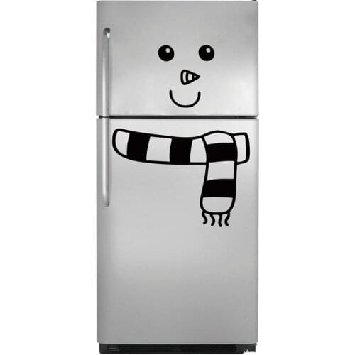 New Style Snowman Fridge Decal Vinyl Art Stickers Cute Cartoon Fridge Winter Decor Free Shipping