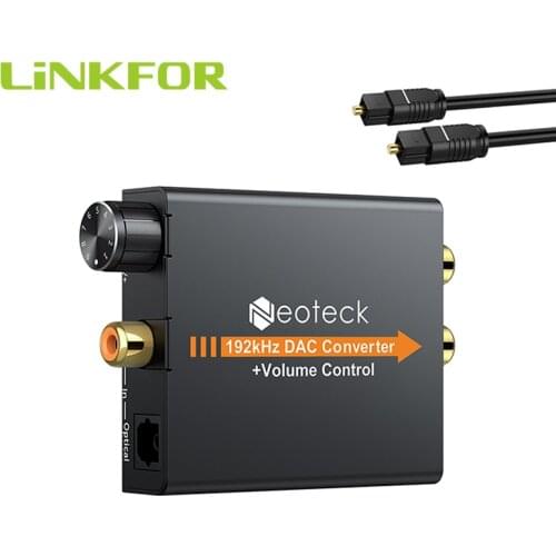 LiNKFOR Digital to Analog Audio Converter Adapter Coaxial Optical Toslink to RCA 3.5mm Jack Converter DAC Audio For DVD AMP