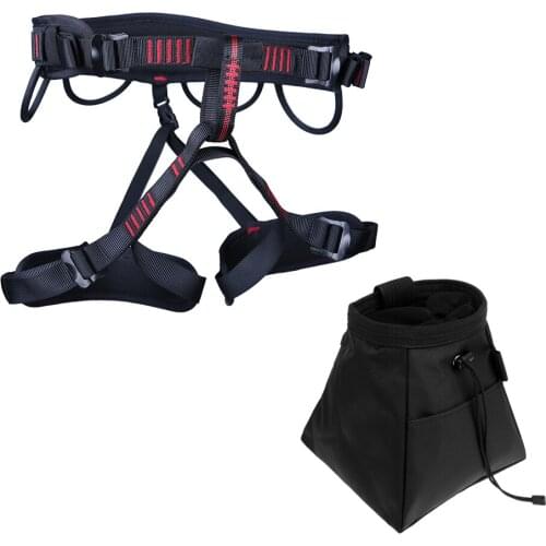 Rock Climbing Tree Arborist Safety Harness Bust Belt + Drawstring Chalk Bag