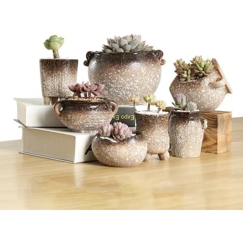 Retro succulent pot ceramic Garden bonsai pot vintage home decor plant pot de fleur macetas decorativas bloempot maceta casa