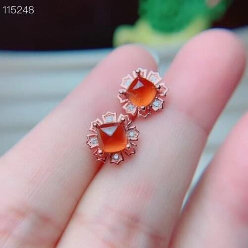 The Best Gift For Your Girl Friend 100% Real and Natural Garget Earring 925 Sterling Silver Garnet Earring