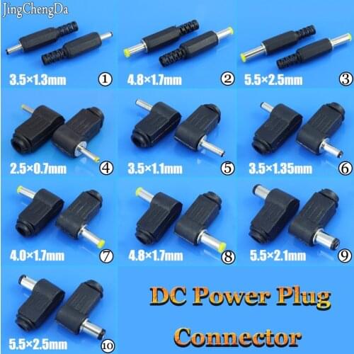 Male DC Power Plug Connector Angle 90 degree L Shaped plastic 5.5*2.5 5.5*2.1 4.8*1.7 4.0*1.7 3.5*1.35 3.5*1.1 2.5*0