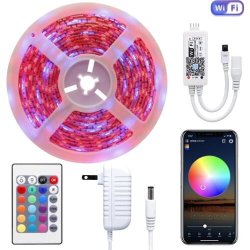 Led Strip 5050 Wifi Control neon Light RGB/RGBW/RGBWW 5M 300LEDs Tape Light +24 key Remote Controller+DC 12V 3A Power Adapter