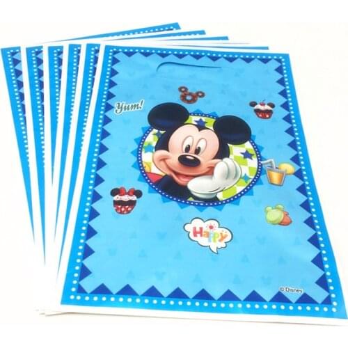 Disney Mickey Mouse Theme 6pcs Little Snack Bag Loot Bag Wedding Boy Birthday Party Plastic Gift Candy Bags Decoration Supply