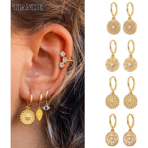 Женские золотые серьги TIANDE China At AliExpress