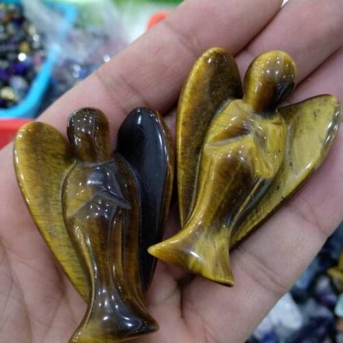 Tigers-eye crystal Carved Angel 2" Natural Crystal Healing Chakra Balance Meditation 1pcs