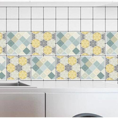 Retro PVC Wall Sticker Bathroom Waterproof Self adhesive Wallpaper Kitchen Mosaic Tile Stickers For Walls Decal