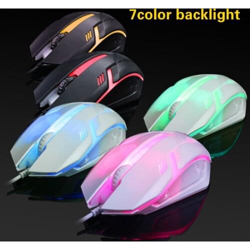 XQ Brand New 7 colors LED Backlit Gaming Mouse USB Wired Computer Mouse 2000dpi Optical Ergonomics Laptop Pc Gaming Mouse