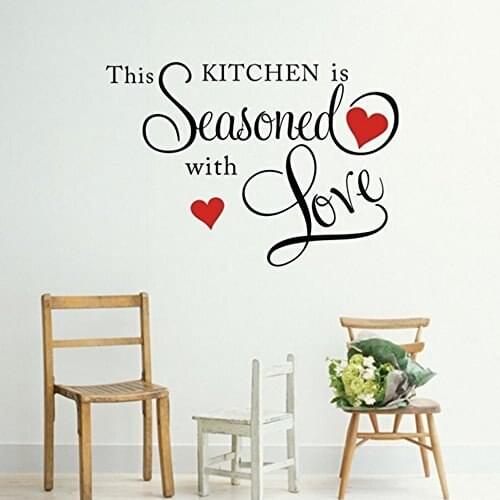 Foal Wall Quote Sticker This Kitchen is Seasoned with Love Decal Decorative Adesivo De Parede Removable Vinyl Wall Sticker +B
