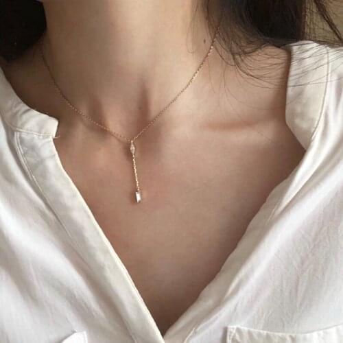 Morivovog 925 Sterling Silver 5A Square Zircon Necklace Ladies Water Drop Y Luxury Necklace Girls Aesthetics Friendship Jewelry