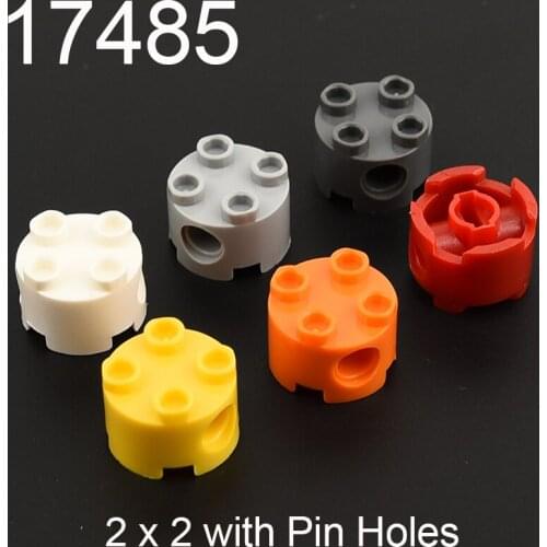 10PCS 17485 Brick Round 2 x 2 with Pin Holes Building block accessories parts MOC DIY Education Build Toys Brick