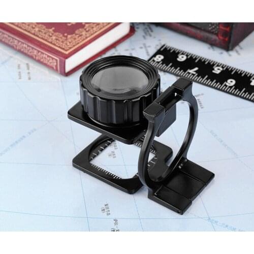 10pcs 20X ewelry Phone Repair Folding Cloth Magnifier Circuit Boards Textiles Pocket Magnifying Glass with Reading Scale 0.1cm