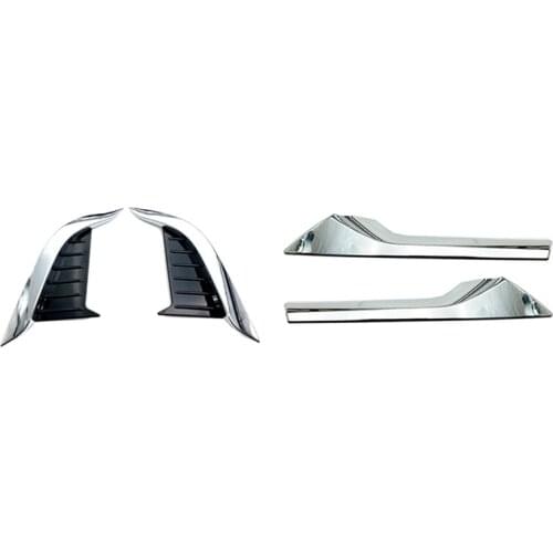 2 Set Car Accessories: 1 Set Head Fog Light Lamp Decoration Frame Cover & 1 Set Center Grille Moulding Strips Cover
