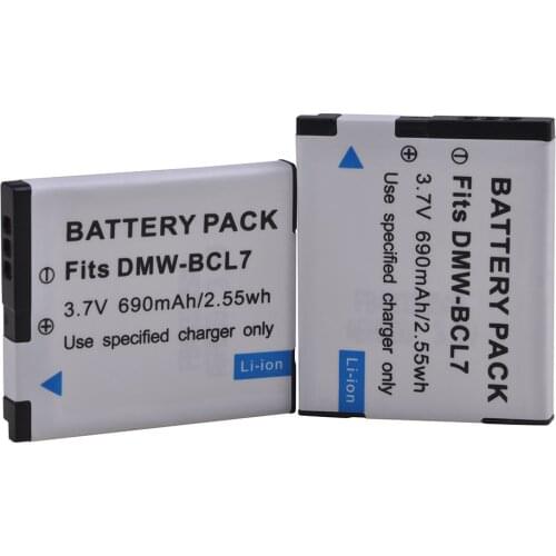 2Pcs 690mAh DMW-BCL7 DMW BCL7 BCL7E BCL7PP Battery for Panasonic Lumix DMC-F5 FH10 FS50 SZ10 SZ9 SZ8 SZ3 XS3 XS1 Camera