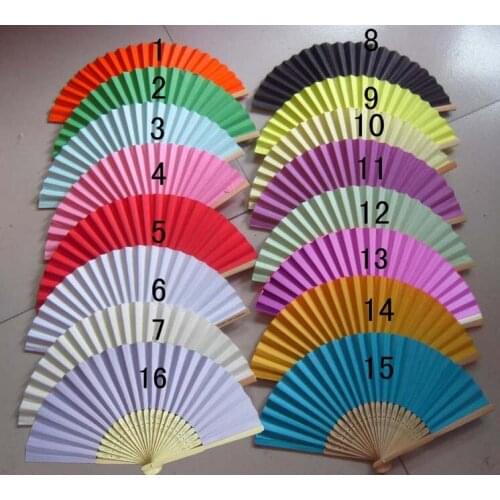 200 PCS/LOT Wedding Paper Fan,Bride Hand Fan with bamboo ribs,Craft Fan wedding bridal shower favor party gift 15 color