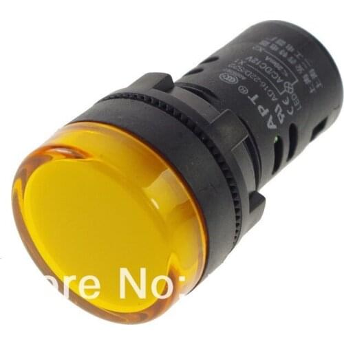 5pcs Yellow 220VAC 22mm Mount LED Power Indicator Signal Light 50mm Height