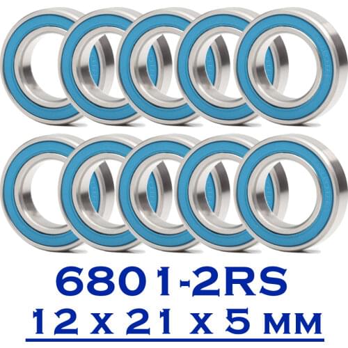 6801RS Bearing ABEC-3 (10PCS) 12*21*5 mm Thin Section 6801-2RS Ball Bearings 61801 RS 6801 2RS With Blue Sealed L-2112DD