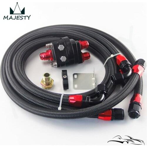 10-AN Relocation Oil Filter Adapter + 3/4"X16UNF / M20x1.5 Fitting + Steel Braided Nylon Oil line kit