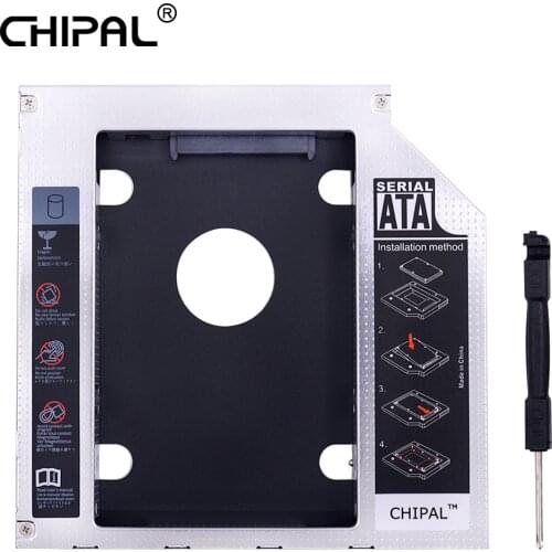 CHIPAL Aluminum SATA 3.0 2nd HDD Caddy 12.7mm 2.5 Inch Hard Disk Drive Enclosure SSD Case with LED for Laptop CD ROM Optical Bay