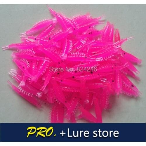 Free shipping 200pcsX 4.8cm pink soft artificial fishing shrimp lures small soft shrimp bait glowing shrimp bait