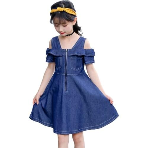 Kids Dresses For Girls Denim Dress For Kids Girl Summer Children Dresses Casual Style Childrens Costumes For Girls 6 8 10 12 14