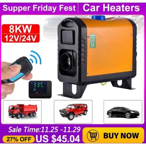 12V/24V 8KW Car Diesel Heater LCD Display Remote Control Heating Low Fuel Consumption for Car Trucks Ships Trailers RVs Campers