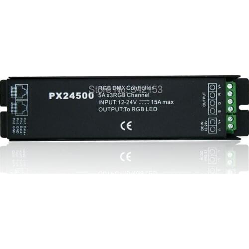 DMX-512 RGB IR LED Controller Decoder 3CH DC12-24V 15A PX24500 For RGB LED Strip Portable Lighting Accessories