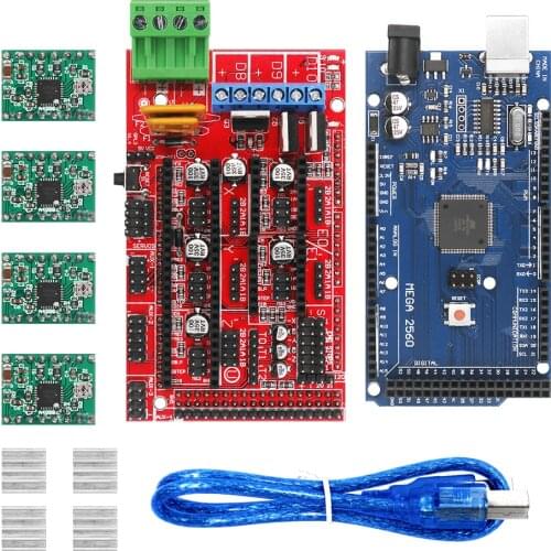 3D Printer Kit Mega 2560 R3 Development Board + RAMPS 1.4 Controller Control for Atmega2560 REV3 + 4PCS A4988 Drivers
