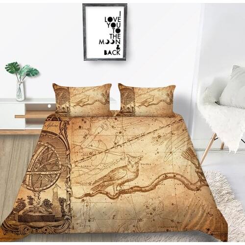 Bell Bedding Set Ancient Map Fashionable Creative Classic Duvet Cover Vintage King Queen Twin Full Double Unique Design Bed Set