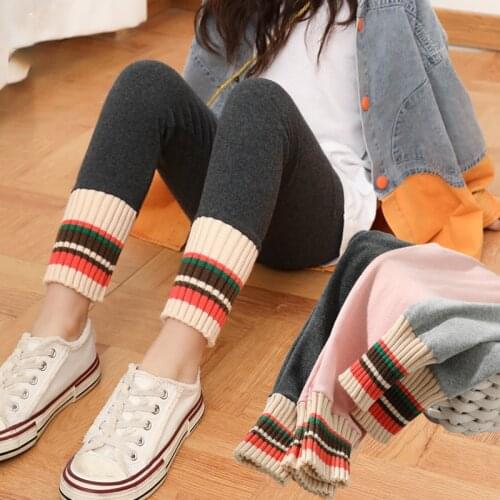 Girls Leggings Warm Autumn Winter Cotton All-Match Pants Solid Colorful Casual Sweatpants Long Trousers for Children