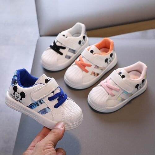 Fashion Cool Cute Kids Sneakers Lace Up Pacthwork Cartoon Children Casual Shoes Classic Disney Donald Duck Boys Girks Shoies