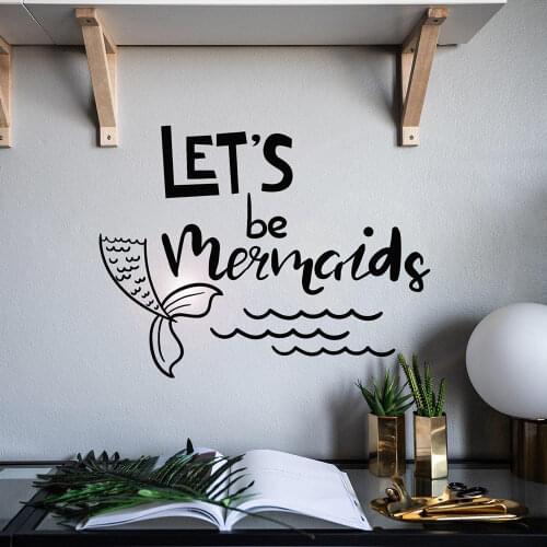 Funny Phrase Lets Be Mermaids Words Vinyl Wall Decal Home Decor Art Mural Wall Stickers Gift