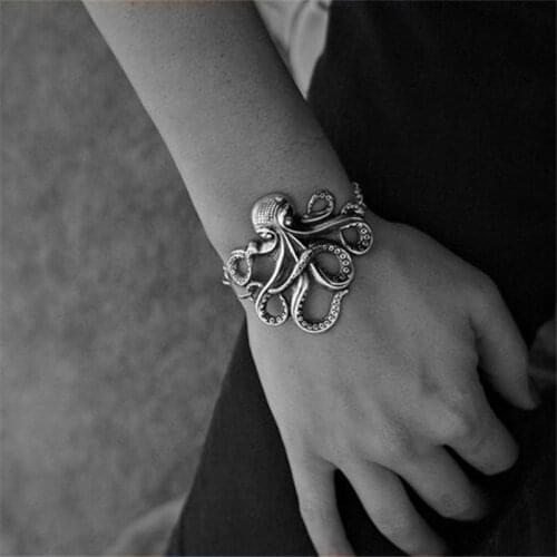 Bronze Silver plated Rockabilly octopus bracelet